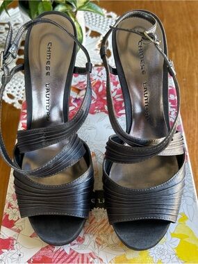 Chinese Laundry Gunmetal Gray Satin Strappy Heels